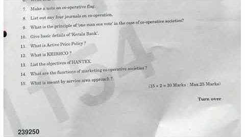 COOPERATIVE THEORY AND PRACTICE PREVIOUS QUESTION PAPER Bcom Calicut University