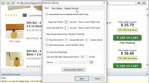 Keyword Scraping at fragrancex.com using WebHarvy