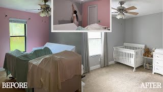 DIY Nursery Room Makeover! | Walls, Baseboards, Ceiling + Organizing