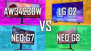 Alienware AW3423DW vs LG C2 OLED vs Samsung Odyssey Neo G8 vs Neo G7