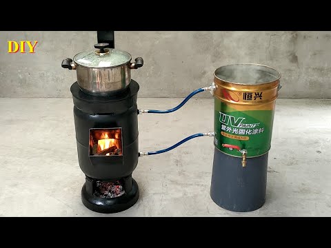 DIY 2-in-1 wood stove - Super fast water heating is amazing