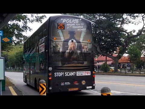 (SPF \u0026 NCPC Stop Scam Full Body Advertisement) SBS3277A(SEDEP) On Service 25 At Hougang Avenue 3