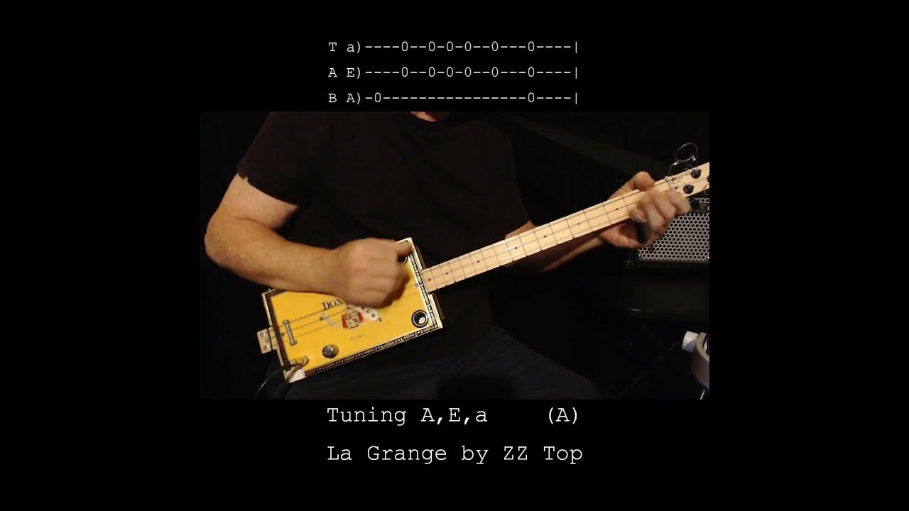 La Grange by ZZ Top Short "No Chat" Lesson fretless 3 string Cigar Box Slide Guitar with Tab