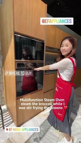 EF Appliances Stir Fry Prawns Steamed Broccoli | Combi Steam Oven, Induction Hob Gesture Cooker Hood