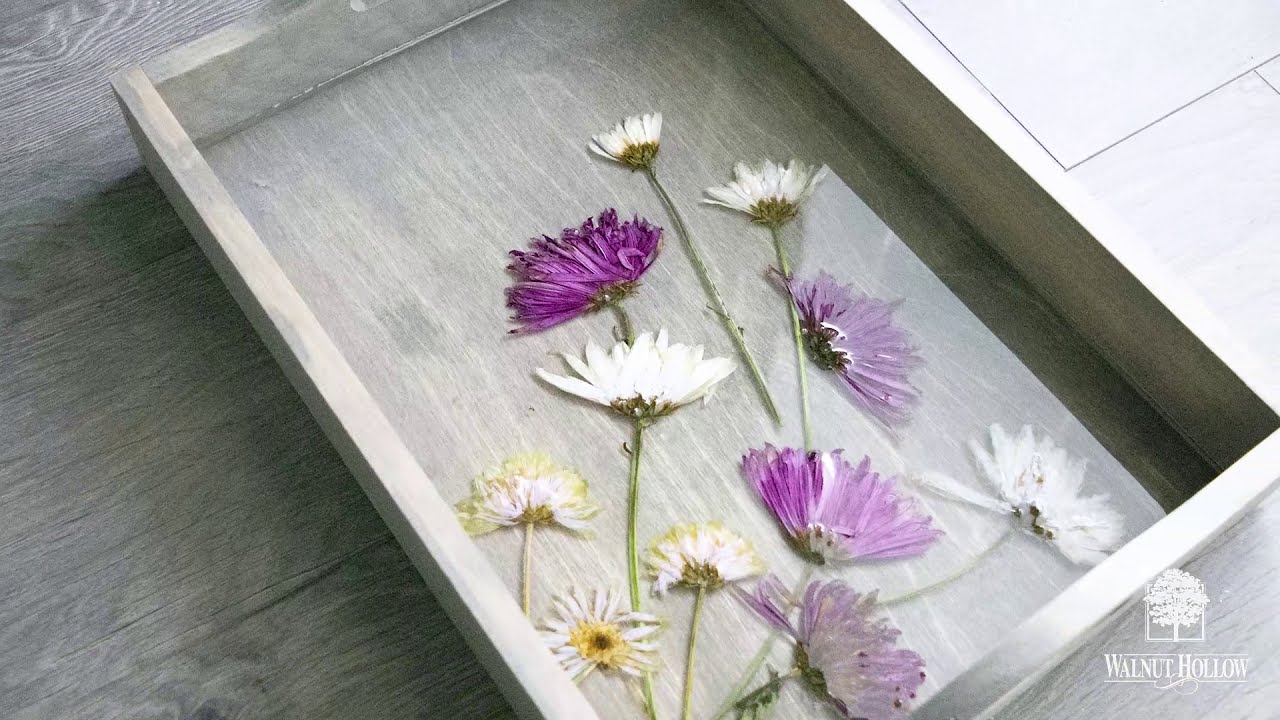 Pressed Flower Resin Serving Tray with Handles