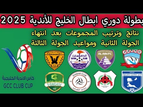 دوري ابطال الخليج للأندية نتائج وترتيب المجموعات بعد انتهاء الجولة الثانية ومواعيد الجولة الثالثة