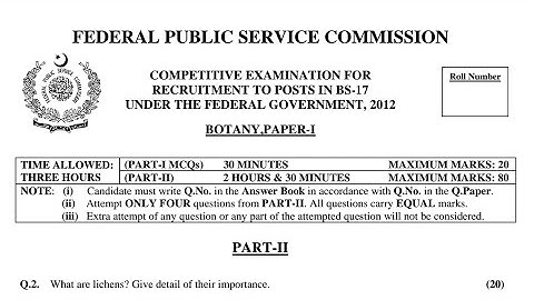 CSS PAST PAPERS - 2012 - BOTANY - OPTIONALLY SUBJECT  (GROUP 5)