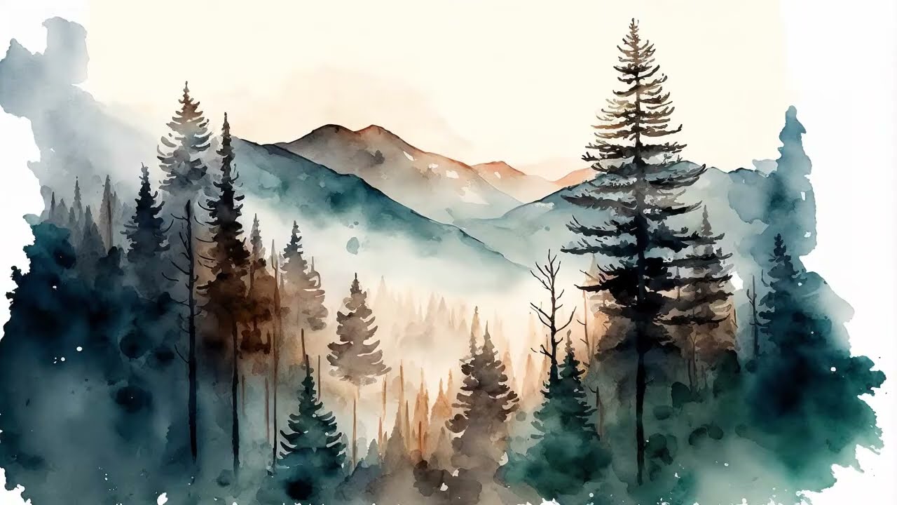 Watercolor Landscapes | Foggy Mountains & More | Evening Session