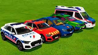 TRANSPORTING PIXAR CARS & FRUITS WITH COLORED & JOHN DEERE vs CLAAS vs TRACTORS  BeamNG.drive #983