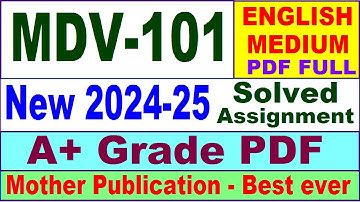MDV 101 solved assignment 2024-25 in English || mdv 101 solved assignment 2025 || mdv101 2024-25