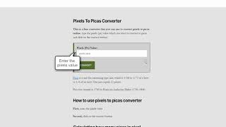 How To Use Pixels To Picas Converter