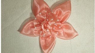 How to make Organza , Tissue flower at home . Easy Flower making .