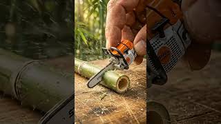Mini Chainsaw Cutting Bamboo #tooltip