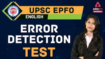 UPSC EPFO Preparation | English | Error Detection Test #EPFO #UPSCEPFO