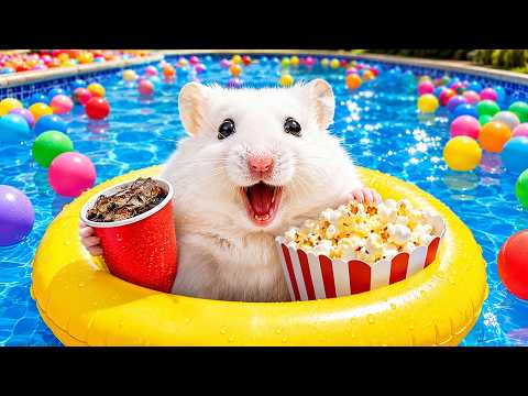 Hamster Escapes from Pool Maze with Coca-Cola and Popcorn | Hamster Maze