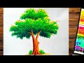 Tree drawing with pastel color