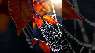 A Spider Spun Its Delicate Web Among The Leaves, Its Intricate Design A Marvel Of Nature