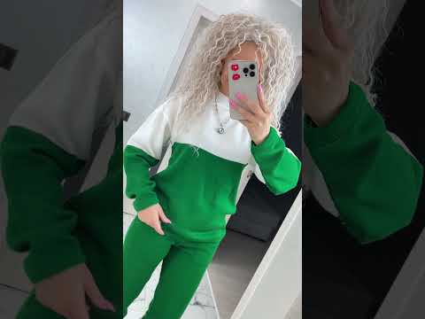 Базовий жіночий костюм/комплект "Леді" кофта+штани (Onsize 42-46), Зелений/Білий, видео 1