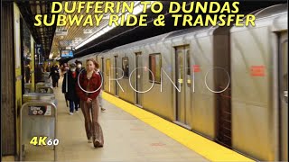 Toronto Dufferin Bus To Subway Transfer -Heading Downtown On Lines 2 & 1 & Walking Along Dundas St E