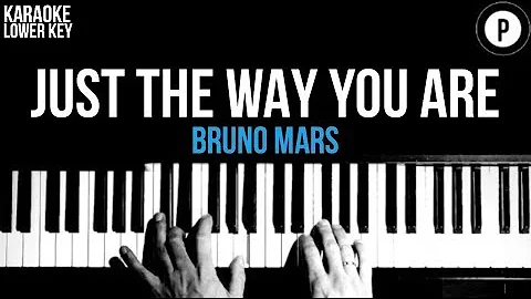 Bruno Mars - Just The Way You Are Karaoke SLOWER Acoustic Piano Instrumental Cover Lyrics LOWER KEY