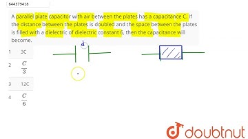 A parallel plate capacitor with airbetweenthe plates has a capacitance C. If the distance betwee...