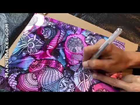 A Charmed Life/ Alcohol Inks and Zentangles - YouTube