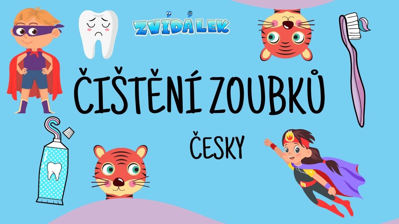Čištění zoubků / s českou říkankou / číštění zoubků pro děti/ zábavné naučné video