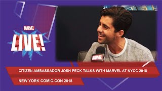 Actor Josh Peck comes to the Marvel LIVE booth at New York Comic Con 2018