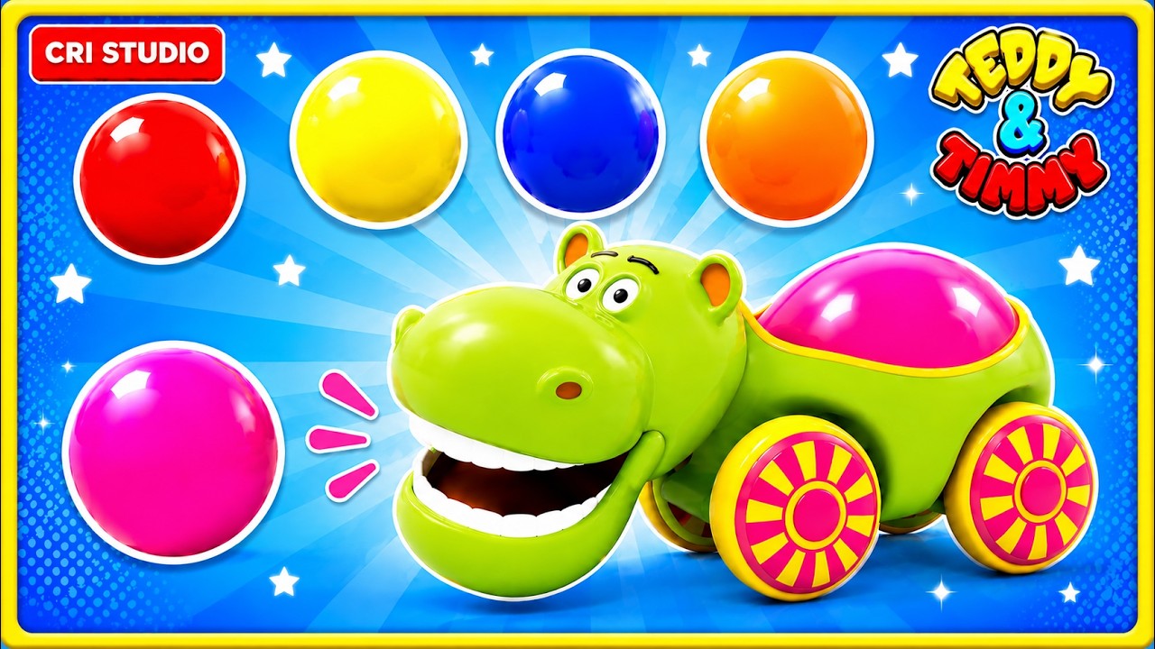 Learn Colours With Hippo Toy | Colors for Toddlers | Pink | Green | Colours for Kids | Baby Videos