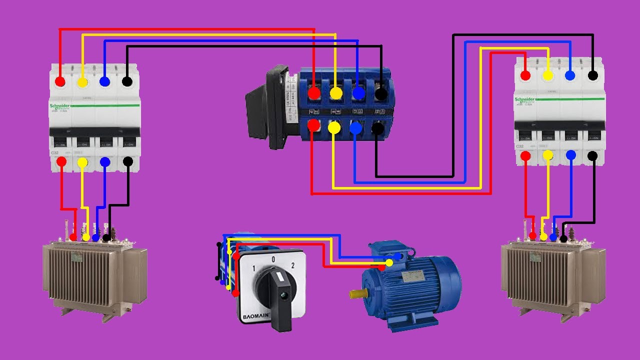 rotary cam changeover switch wiring connection - YouTube