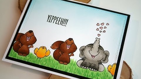 Copic Coloring Grass and Critters on a Clean and Simple Card featuring Gerda Steiner Designs