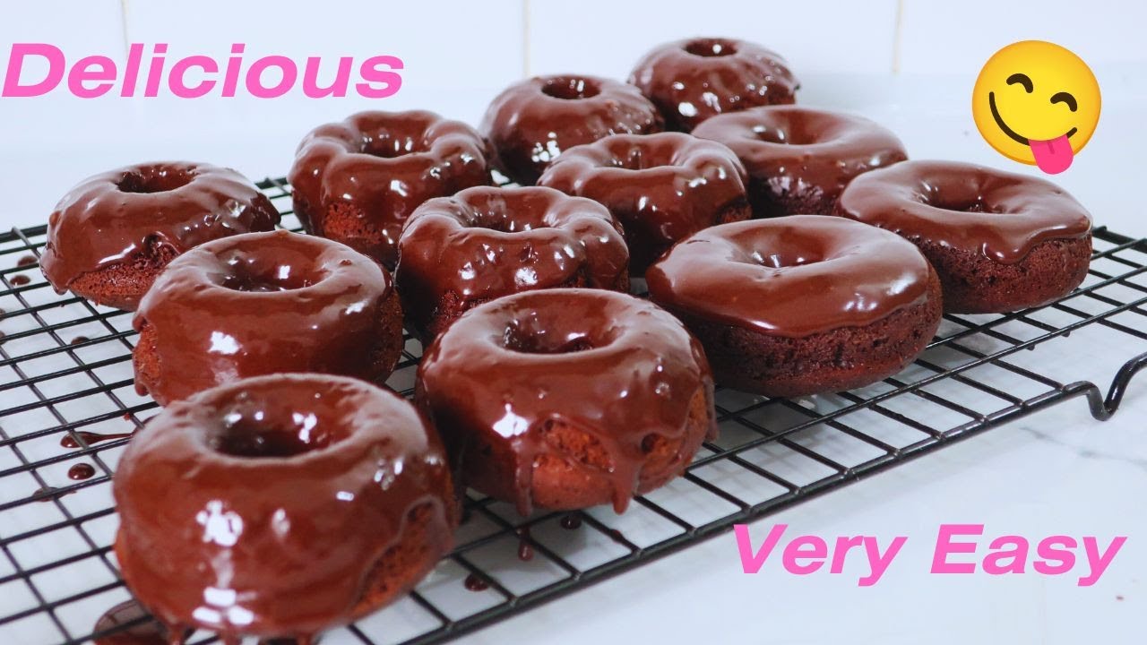 Chocolate Glazed Donuts (Baked Donuts) - Baran Bakery