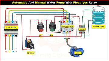 Automatic And Manual Water Pump with Float less Relay #learning_engineering_bangla #electrical