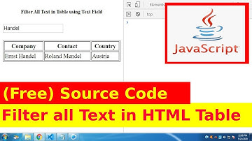Filter All Text in HTML table javascript Source Code
