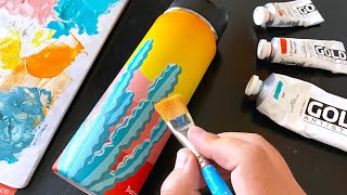 Acrylic Painting a HYDRO FLASK | Desert Cacti Landscape | Satisfying Demo