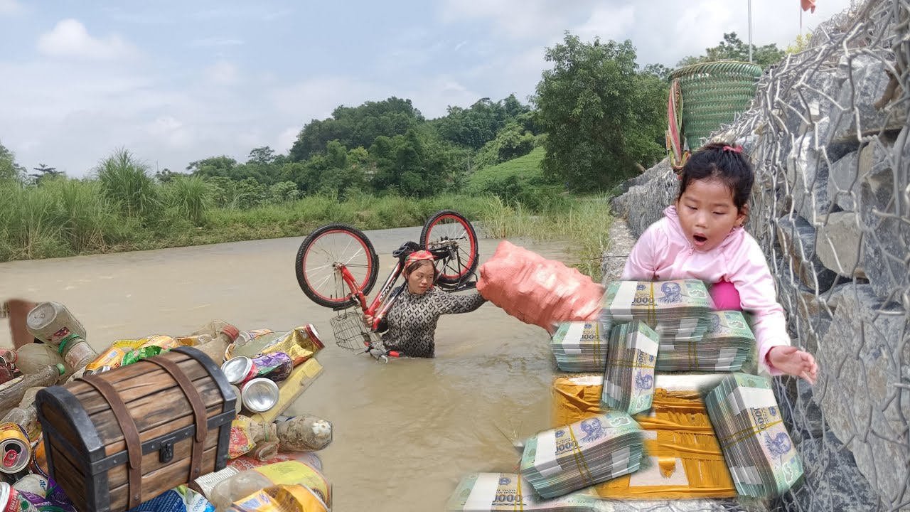 Treasure and money discovered buried under river. Poor sister has money to buy dream land