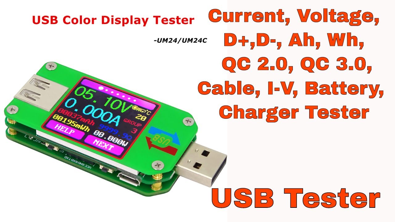 AiLi UM24C USB 2.0 Compteur dénergie Testeur USB Multimètre Couleur LCD Affichage Tension Courant Compteur Voltmètre Ampèremètre Batterie Charge Mesurer la résistance du câble avec Bluetooth