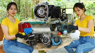 Repair and restore severely damaged lawn mowers and 2-stroke engines. old becomes new | genius girl