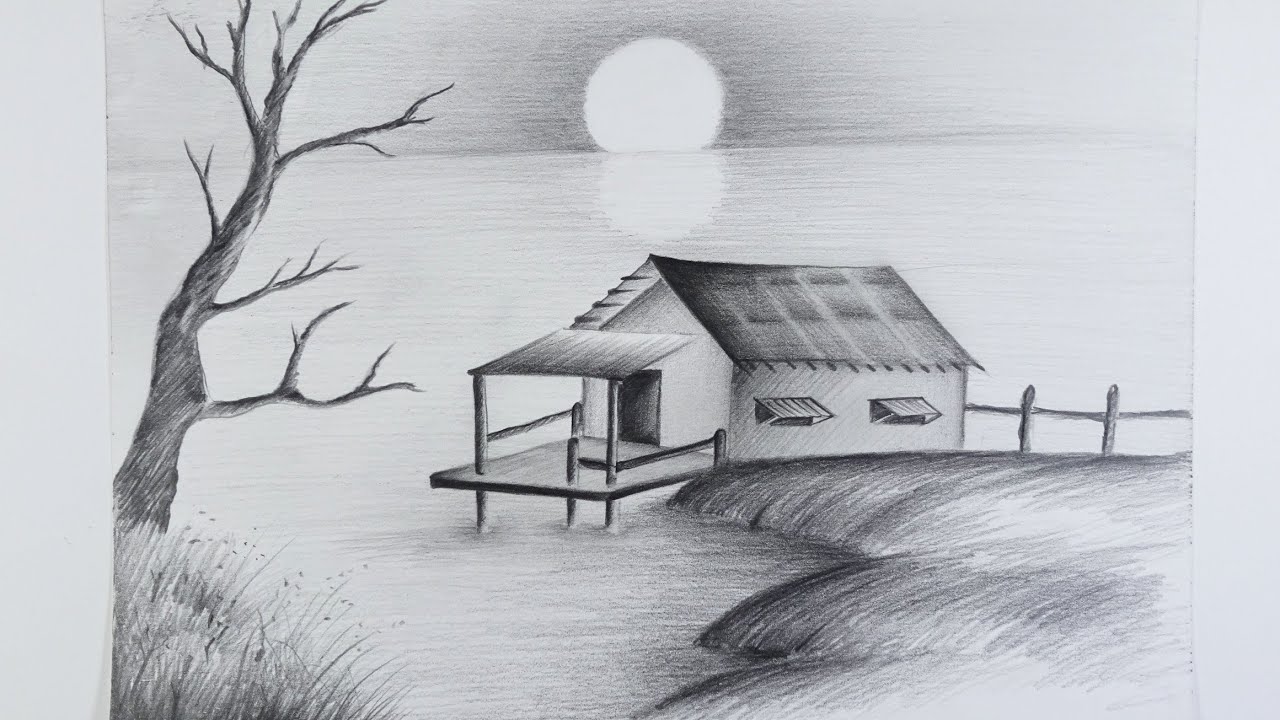 How to Draw Easy and Simple Landscape For Beginners with PENCIL  YouTube