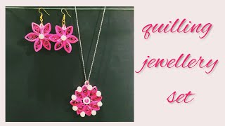 PAPER EARRING|| PENDANT || Quilled Necklace Set/ How to make Quilling Jewellery at Home || DIY
