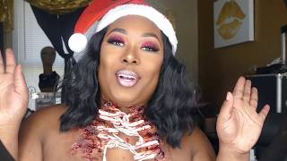 Gory Christmas Candy Cane Makeup Tutorial