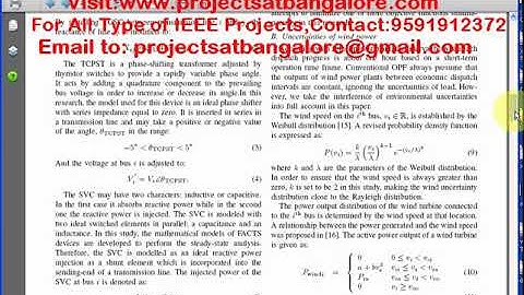 Voltage Control of Power Systems | FACTS Devices | Wind Power | IEEE 2017-2018 Projects At Bangalore