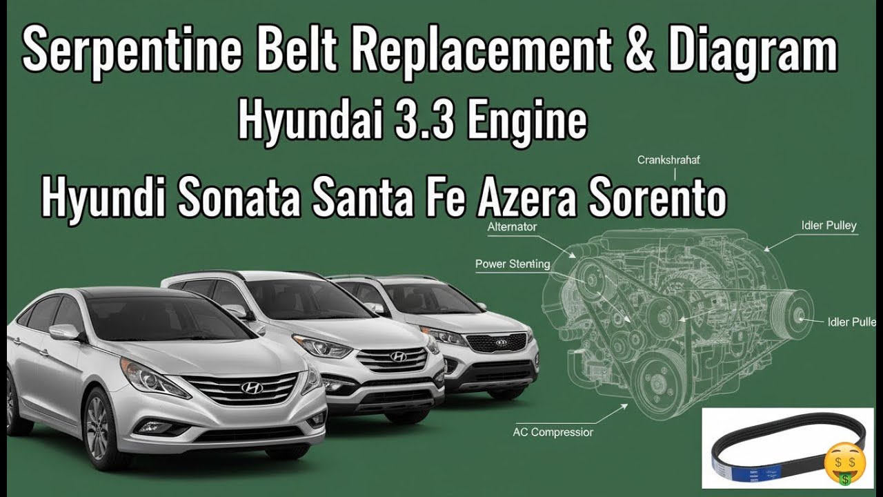 How to Change the Drive Belt & Routing Diagram on Hyundai/Kia 3.3L V6 Engine | Step-by-Step DIY