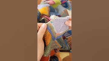 WIP Wednesday - Picking up stitches and adding another mitered square to my scrappy blanket #shorts
