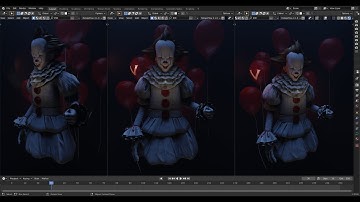 Pennywise Modeling , Sculpting - IT - Timelapse - Blender , Zbrush