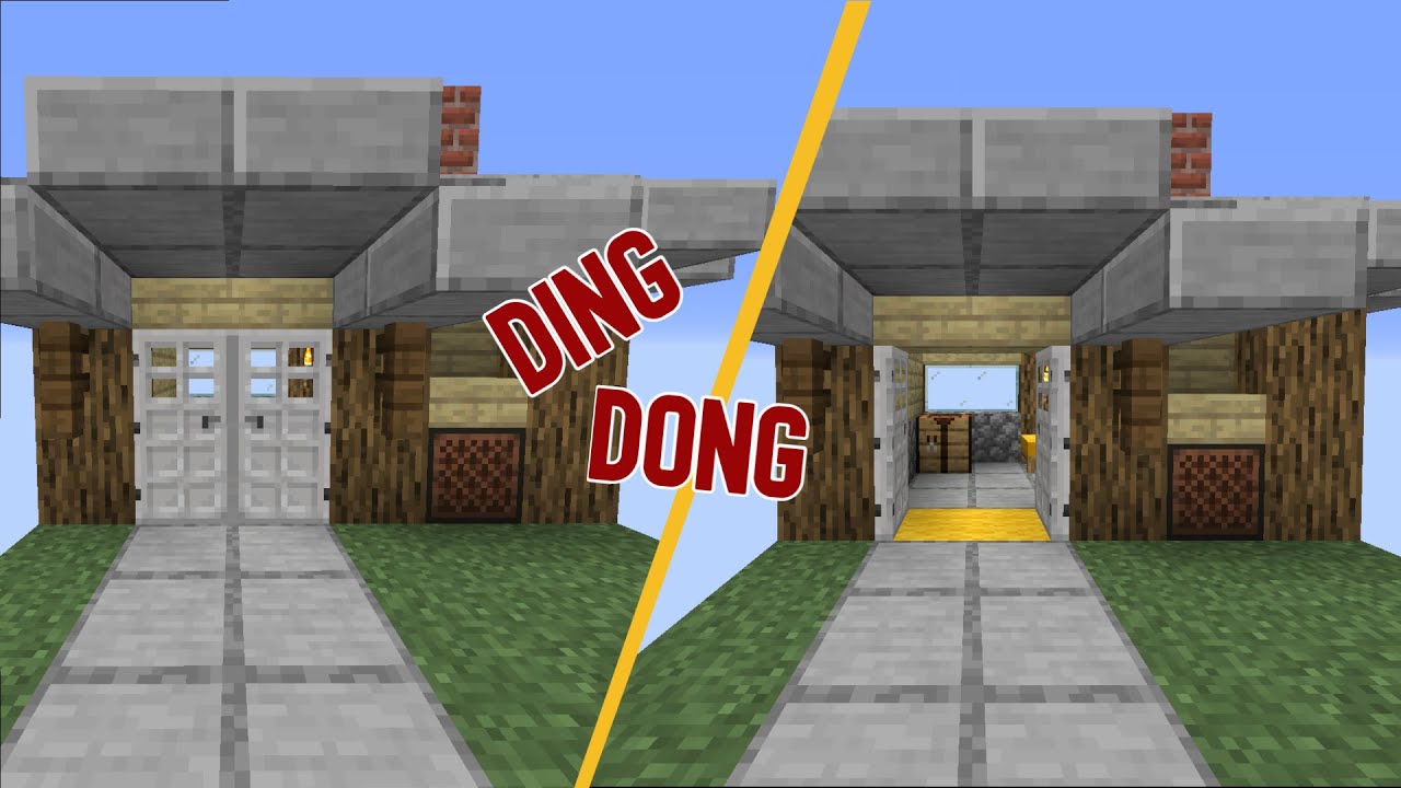 Minecraft Redstone Tutorial: Simple Double Door with Alarm/Doorbell