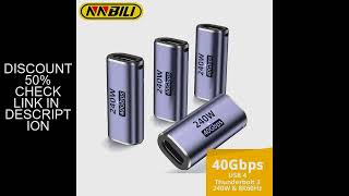 USB C Female to Female Adapter with PD 240W 40Gbps 8K 60hz Video Compatible for Thunderbolt 4/3, Mac