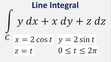 Evaluate the line integral y dx + x dy + z dz, where C is the helix x=2cost , y=2sint, z=t