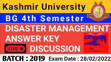 Live  Answer Key Disaster Management Bg 4th Semester || Bg 4th Semester Disaster Management Key