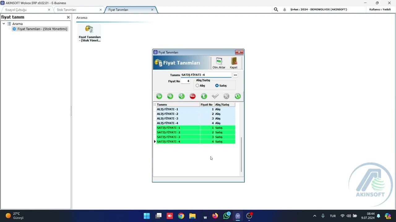 Akınsoft Wolvox 9 da Stok Tanımı Nasıl Yapılır?